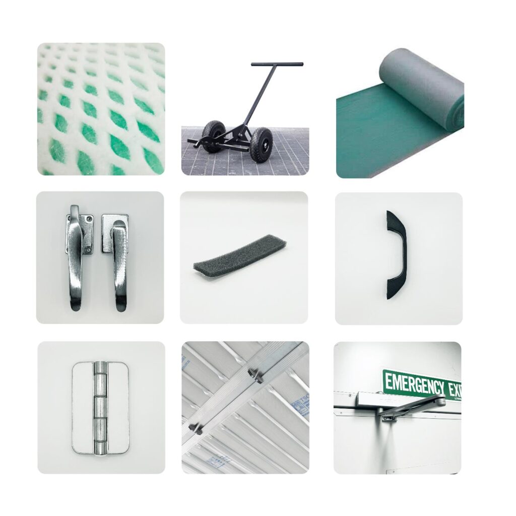 spray booth filters and parts grid of product images