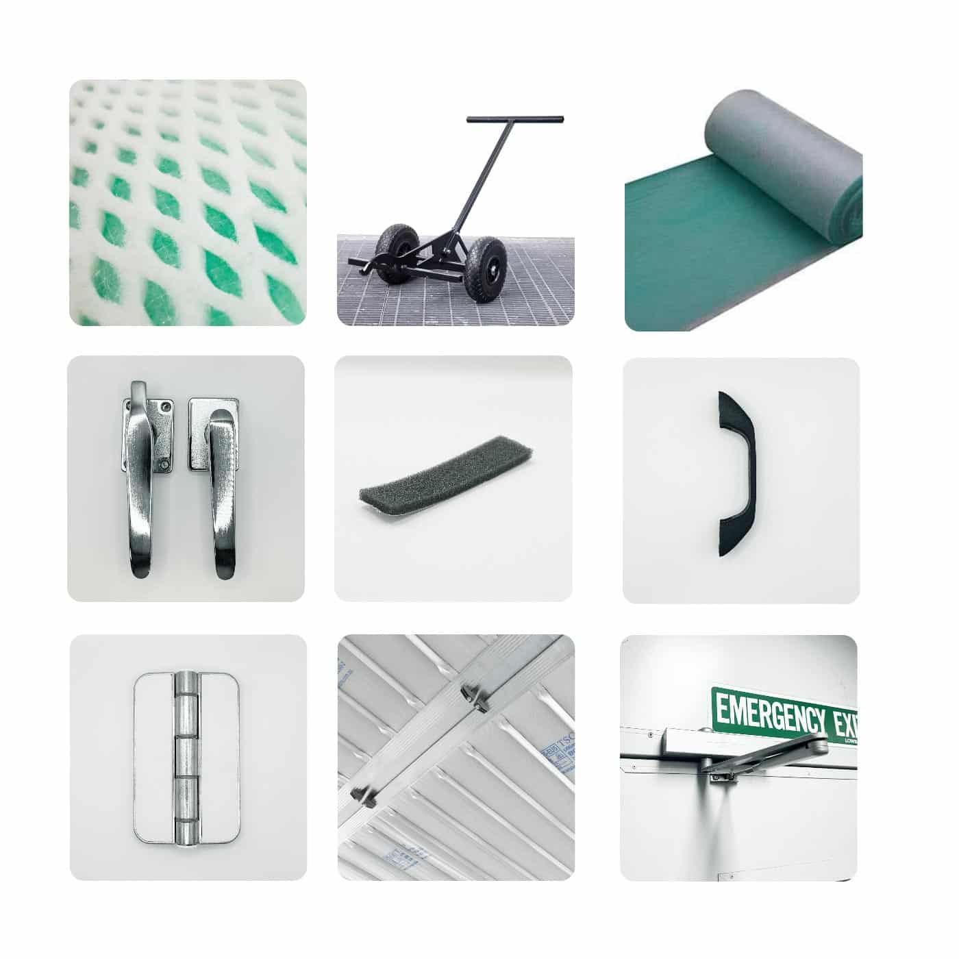 spray booth filters and parts grid of product images